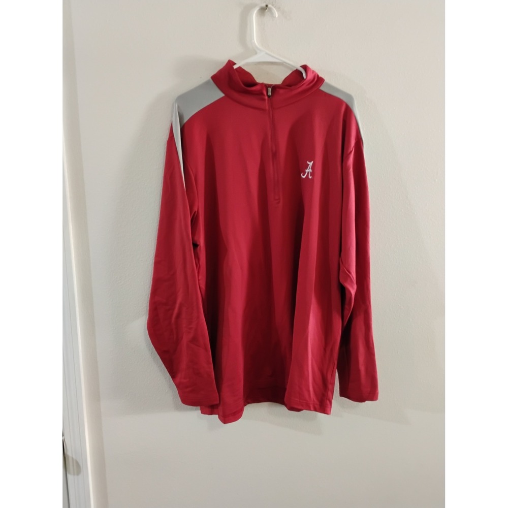 Antigua Alabama Crimson Tide Mens XL Quarter Zip Pullover Crimson Red Grey Logo